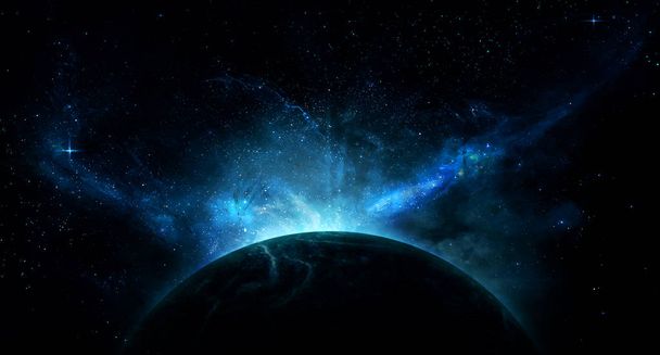 όμορφη αφηρημένη απεικόνιση, πλανήτης στο διάστημα και λάμπει αστέρια - Φωτογραφία, εικόνα