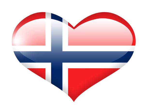 Bandera de Noruega en el corazón con reflexión
 - Foto, imagen