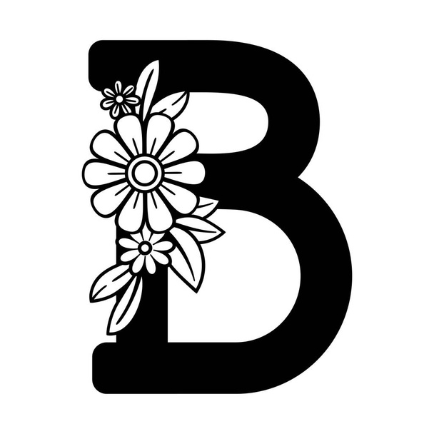 Letter B, bloemenalfabet - Vector, afbeelding