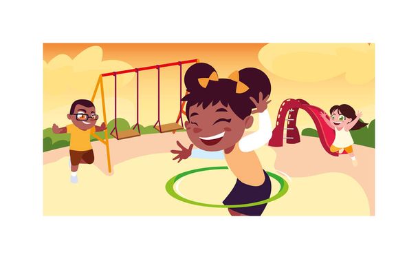 scène d'enfants souriant et jouant dans le parc
 - Vecteur, image