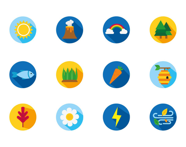 four season weather related block icons set - Вектор,изображение