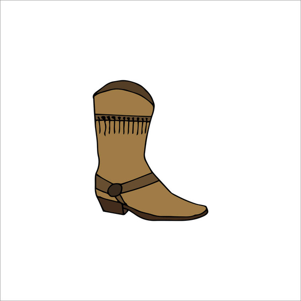 Hand drawn cowboy boots Isolated on a white background. Vector illustration in cartoon style. - Vector, Image