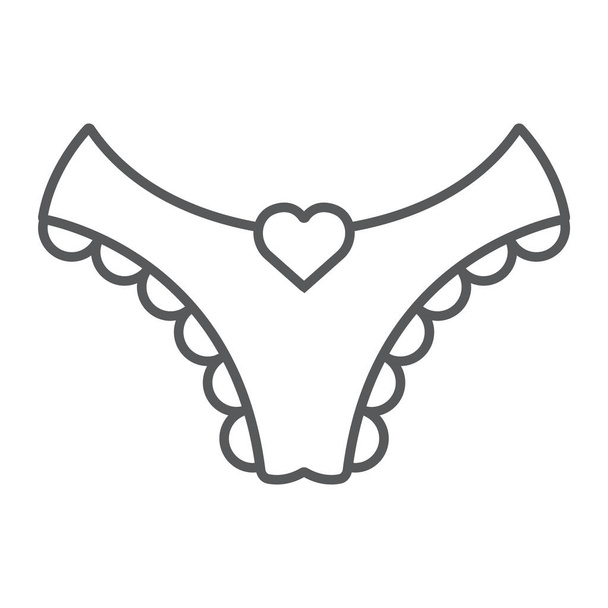 Sous-vêtements femme fine ligne icône, vêtements et sous-vêtements, signe de sous-vêtements sexy, graphiques vectoriels, un motif linéaire sur un fond blanc, eps 10
. - Vecteur, image