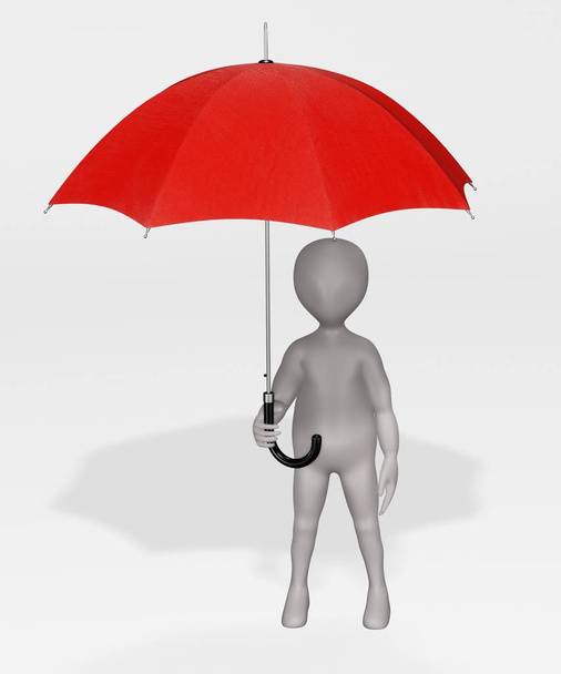 3D-Darstellung der Comicfigur mit Regenschirm - Foto, Bild