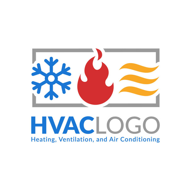HVAC logo design, heating ventilation and air conditioning logo or icon template. - Vector, Image