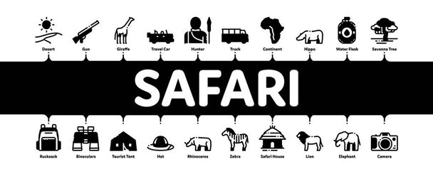 Safari Reise minimale Infografik Banner Vektor - Vektor, Bild
