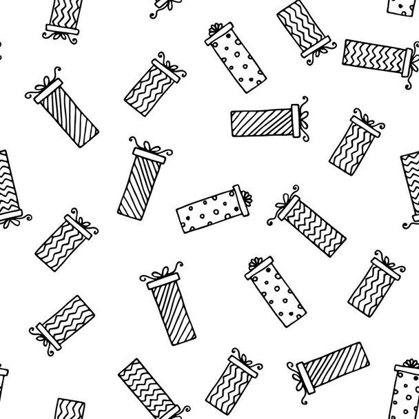 Naadloze vector patroon met geschenkdozen. Behang, textiel, verpakking, kaart, afdruk op kleding - Vector, afbeelding