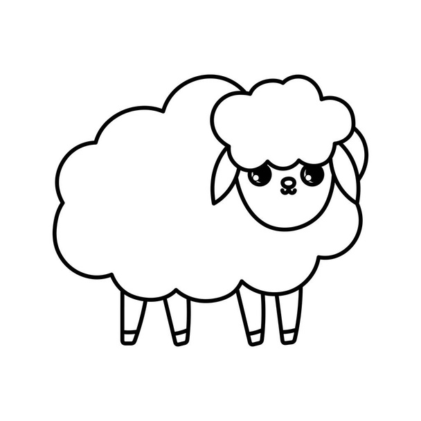 sheep farm animal cartoon icon thick line - Vektor, kép