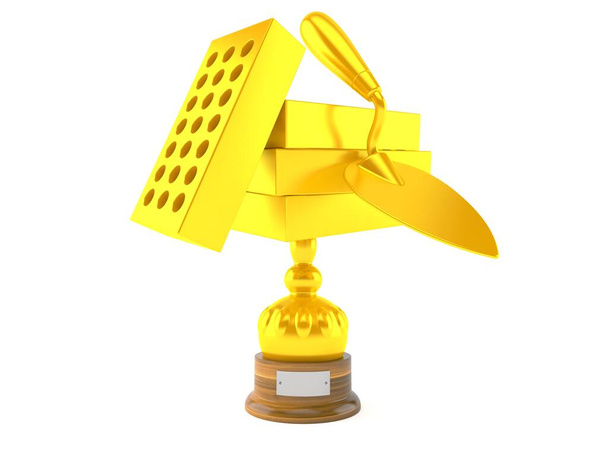 Troffel en bakstenen gouden trofee - Foto, afbeelding