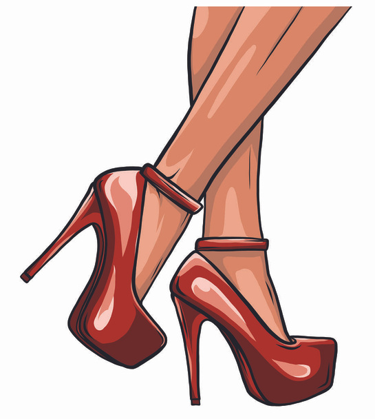 woman legs in fashion shoes vector ilustration - Vector, Image