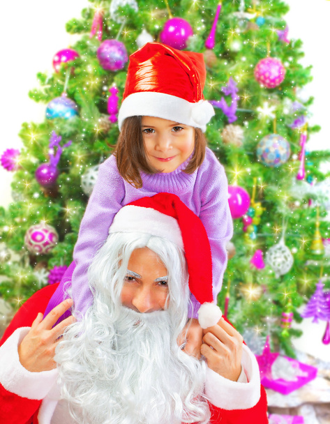 Little girl with Santa Claus - Foto, Imagem