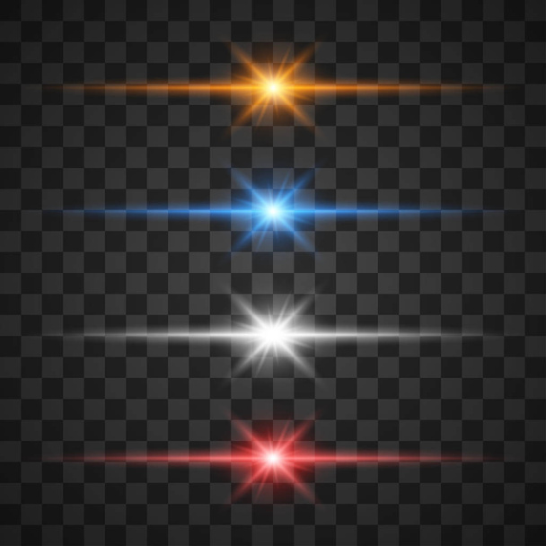 Glowing light effects, star burst with sparkles on transparent background - Vector, Image