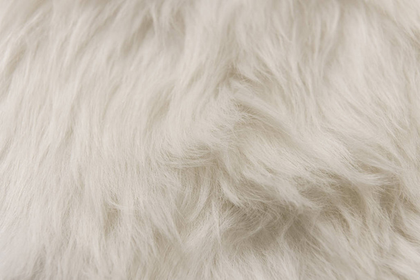 White artificial fur texture for background close-up - Photo, Image