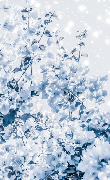 Christmas, New Years blue floral nature background, holiday card - Photo, Image