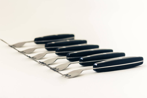 Close up six forks isolated on white background. - Photo, Image