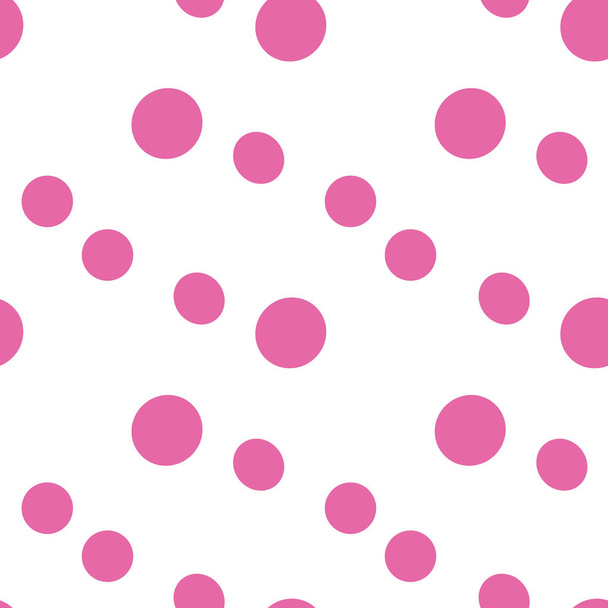 Rózsaszín polka pontok egy fehér háttér, zökkenőmentes vektor ismétlés - Vektor, kép