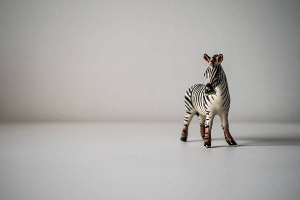 porcelán zebra figura fehér alapon - Fotó, kép