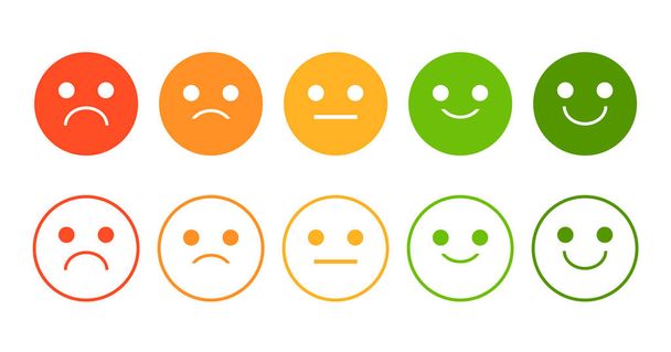 Sistema di classificazione Emoji vettoriale isolato. Collezione di icone con volto sorridente
 - Vettoriali, immagini