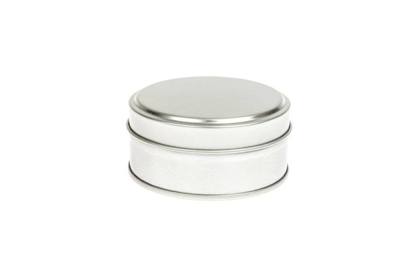 Metal container with lid, for multiple use; Photo on white background. - Photo, Image