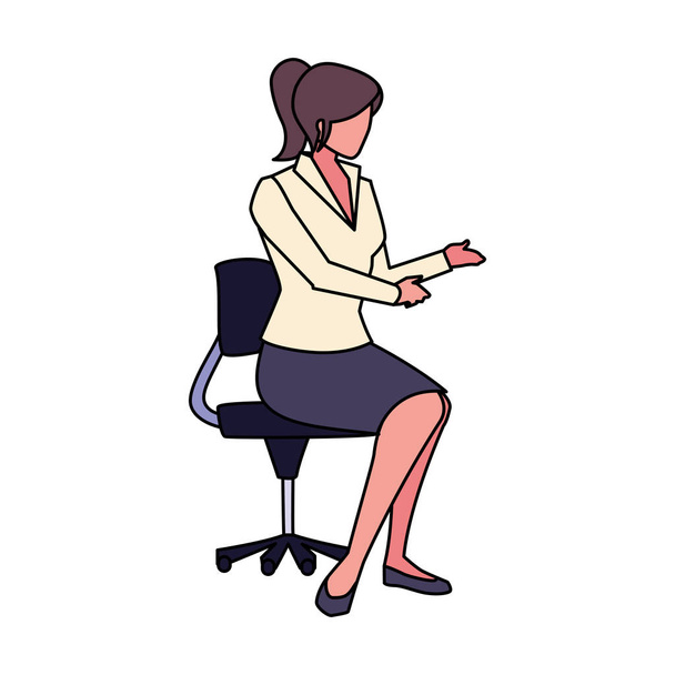 mujer de negocios sentada en silla de oficina sobre fondo blanco
 - Vector, imagen