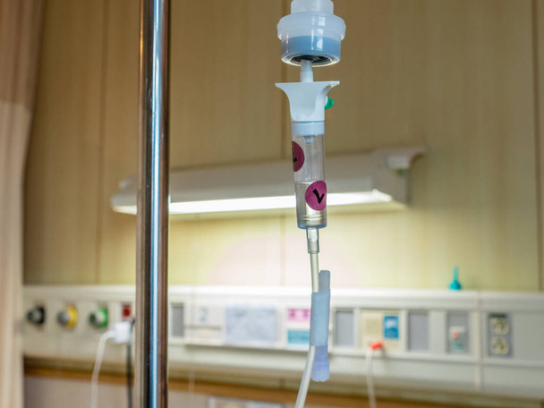 IV saline drip in hospital room - Photo, Image