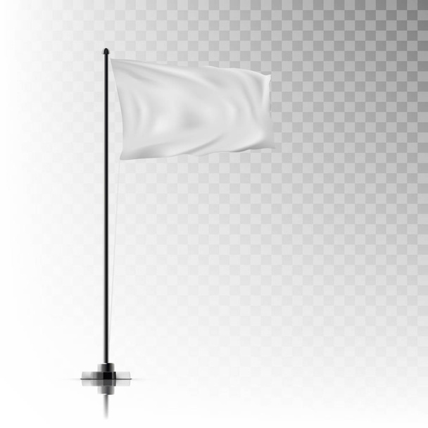 Realistic White Flag On Steel Pole On Background - Vektör, Görsel
