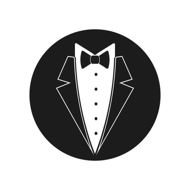 Bow tie with shirt, buttons and man black suit illustration. Vector. - ベクター画像