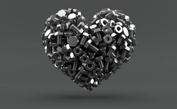 Šrouby a matice ve tvaru srdce - Fotografie, Obrázek