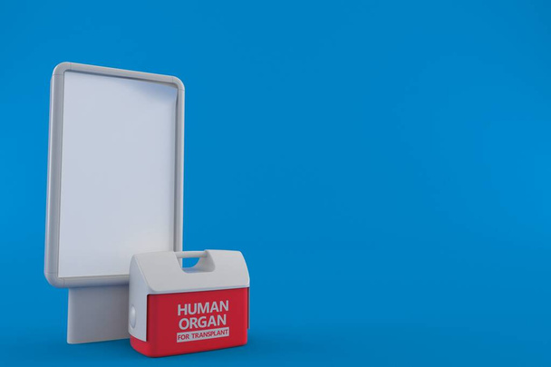 Kühler für menschliches Organ mit leerer Plakatwand - Foto, Bild