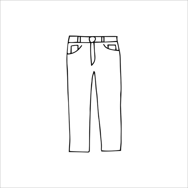 Hand drawn jeans Isolated on a white background. Vector illustration in cartoon style. - Vector, Image