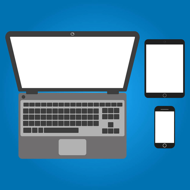 Electronic devices with blank screens. Vector illustration. - ベクター画像