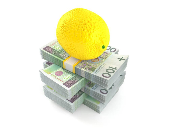 Limon ve para yığını - Fotoğraf, Görsel