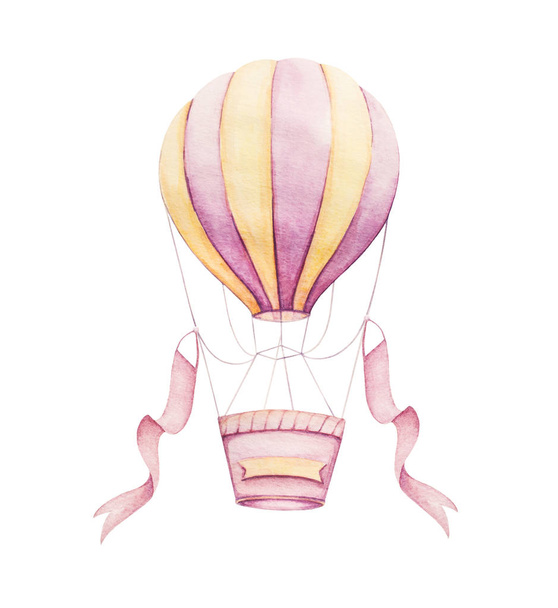 Barevný vzdušný balón létající s stuhami. Dětské otisky. Novorozený umělecký dar. Výtvarné umění ve školce. - Fotografie, Obrázek