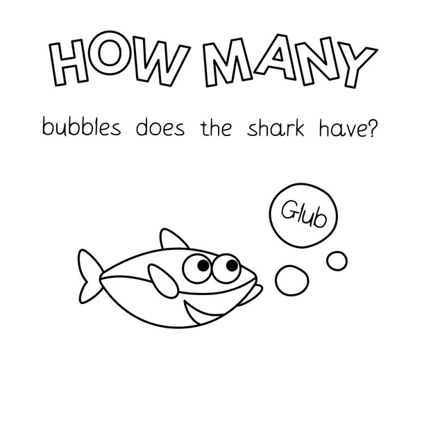 Книга раскраски для игры Cartoon Shark
 - Вектор,изображение