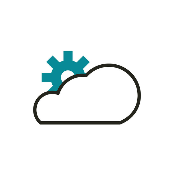 cloud computing setting web development icon line and fill - ベクター画像