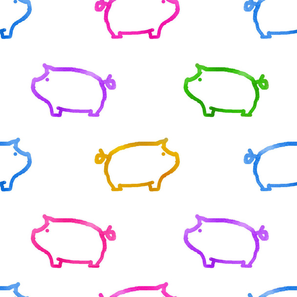 Seamless pattern with pigs - 写真・画像