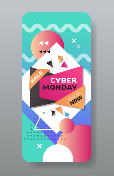 cyber monday big sale sticker advertisement special offer concept holiday shopping discount smartphone screen online mobile app vertical - Vettoriali, immagini