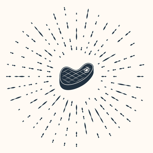 Icona di carne di bistecca grigia isolata su sfondo beige. Cerchi astratti puntini casuali. Illustrazione vettoriale
 - Vettoriali, immagini