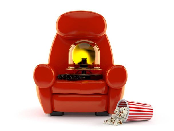 Sürgősségi sziréna színházi fotellel és popcornnal - Fotó, kép