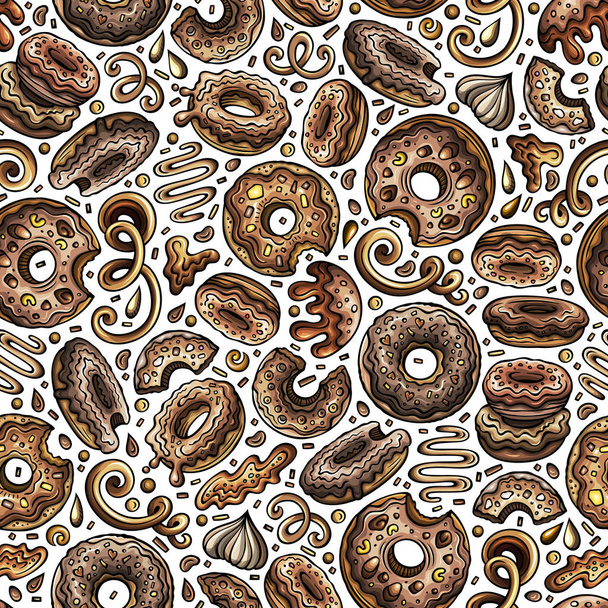 Cartoon cute doodles hand drawn Donuts seamless pattern - Photo, Image