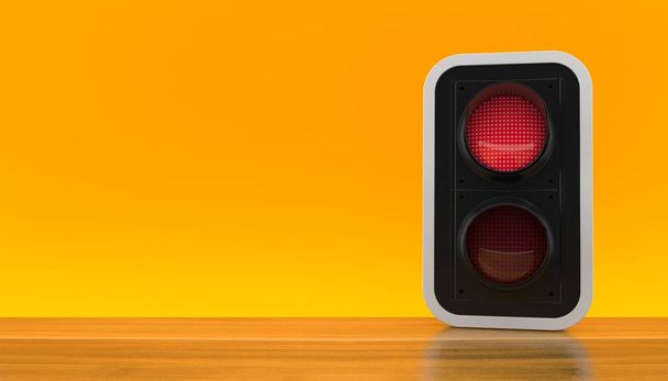 Червоний світлофор на помаранчевому фоні
 - Фото, зображення