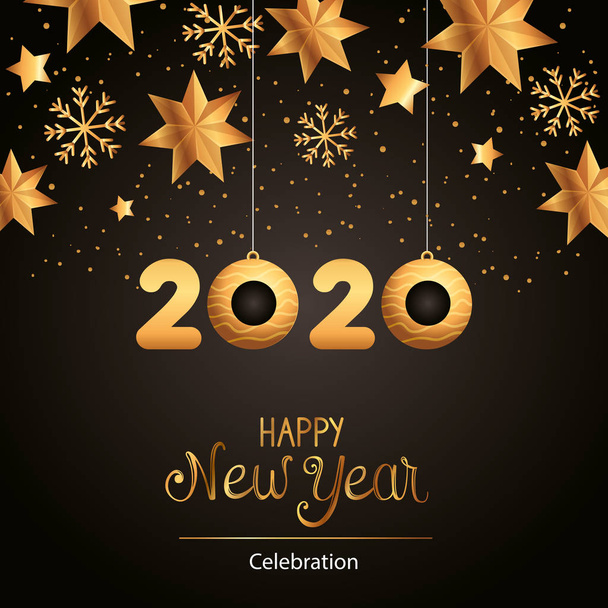 poster di felice anno nuovo 2020 con stelle e fiocchi di neve
 - Vettoriali, immagini