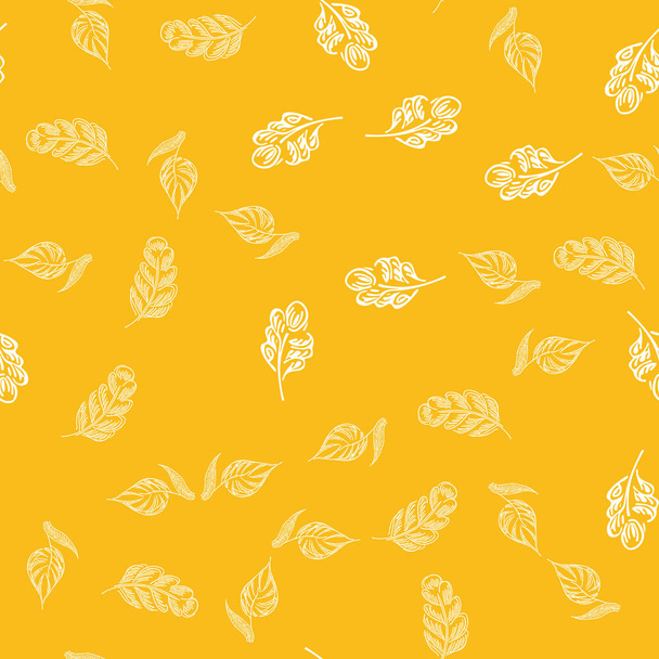 Seamless autumn leaves outline in vintage style. Seamless autumn leaves outline in a hand-drawn style. Simple vector illustration. Hand drawn sketch vector illustration - Vettoriali, immagini