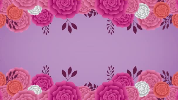 beautiful roses garden decorative border - Footage, Video