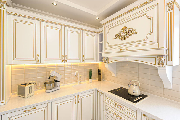 klasszicista stílusú luxus konyha belső - Fotó, kép