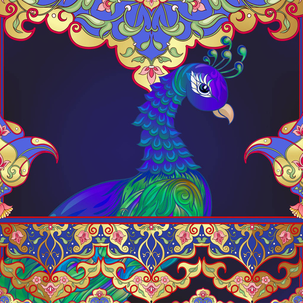 Peacock and eastern ethnic motif, traditional muslim ornament. - Vettoriali, immagini