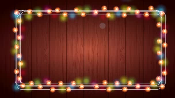 happy merry christmas card with frame lights colors bulbs - Footage, Video