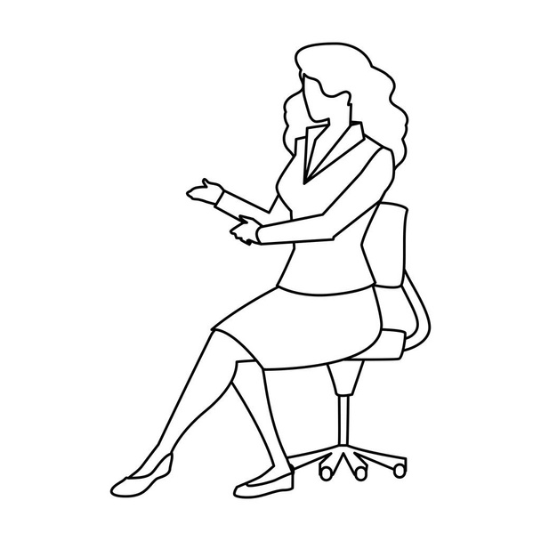 businesswoman sitting in office chair on white background - Vector, Image