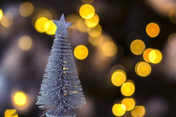 new christmas background with bokeh lights and creative Christmas tree - Φωτογραφία, εικόνα