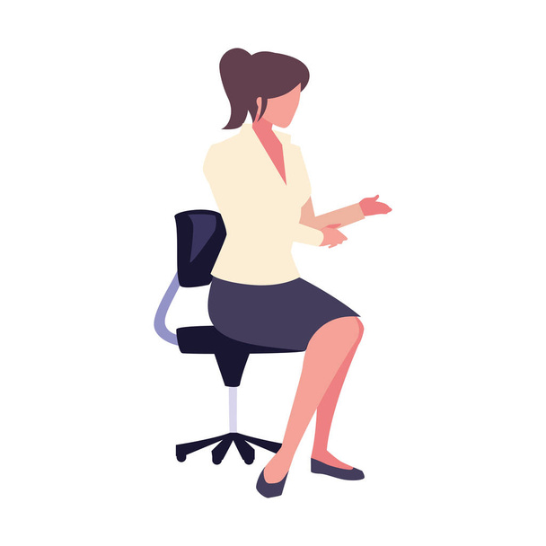 donna d'affari seduta in ufficio sedia su sfondo bianco
 - Vettoriali, immagini